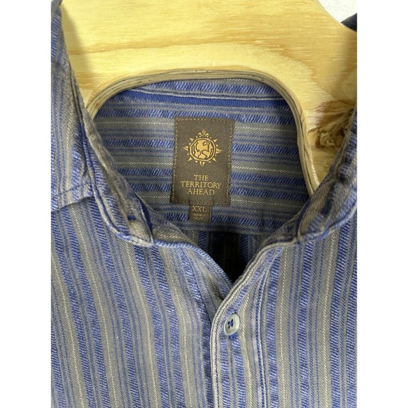 The Territory Ahead Striped Textured Men’s Button Up Shirt  XXL Blue Gray - Picture 3 of 16
